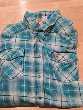 Wrangler 20X FR 3X BIG Teal Plaid Snap-Front Button Down Shirt